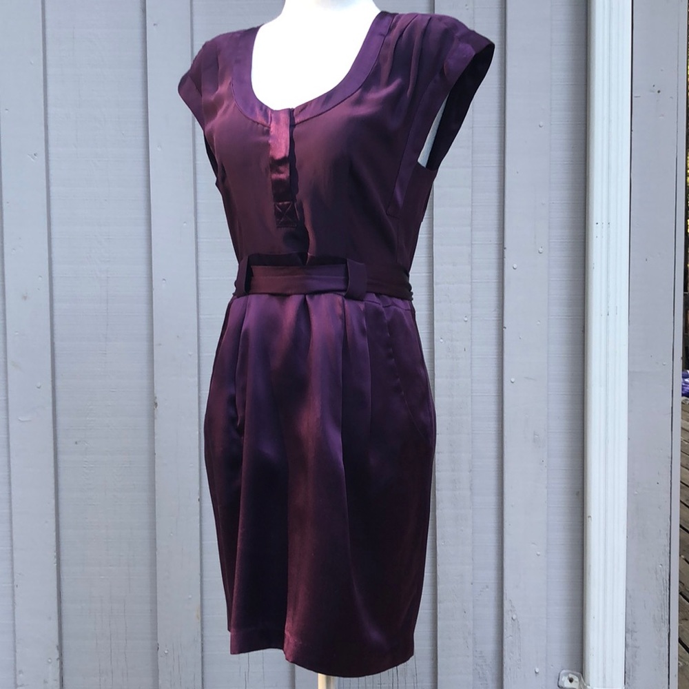 NANETTTE LEPORE Silk Sheath Cocktail Dress Purple